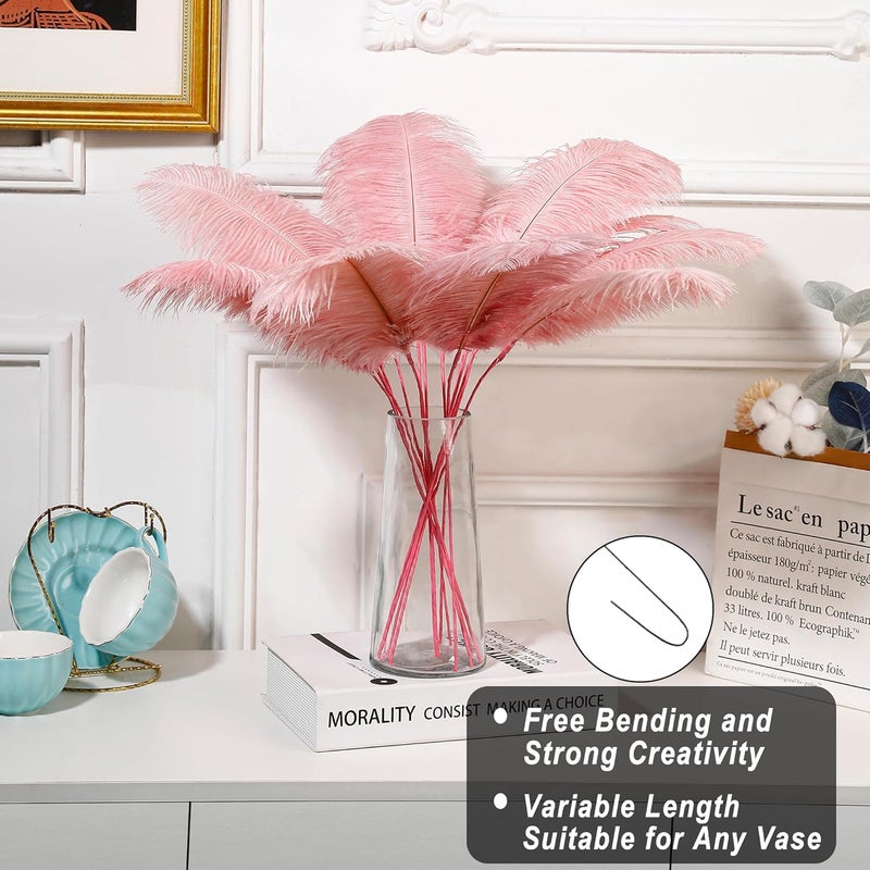 Holmgren Pink Craft Ostrich Feathers - 20pcs Making Kit 22 Inch Ostrich Feathers for Vase, Floral Arrangement, Wedding Party Centerpieces Home Decorations (Lotus Pink) - Image 2